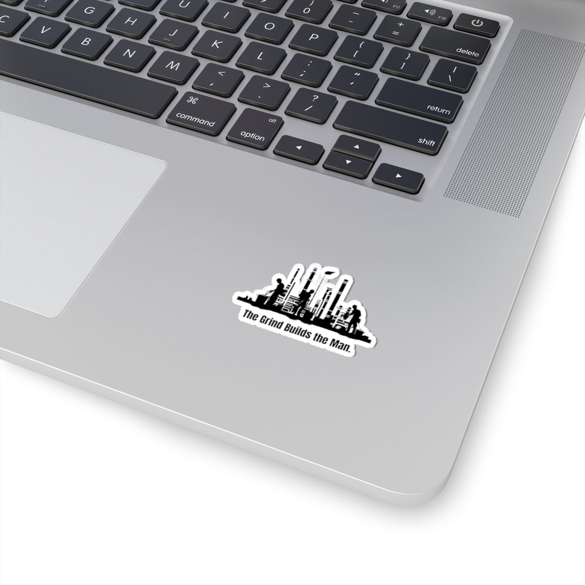 The Grind Builds the Man Sticker – Blue Collar Hard Hat Decal | Tough Vinyl Sticker for Tradesmen, Toolboxes & Laptops