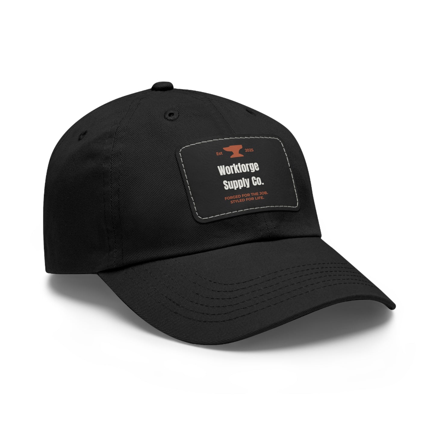 Workforge Leather Patch Work Hat – Durable Chino Twill Cap with Adjustable Buckle (Multiple Colors)