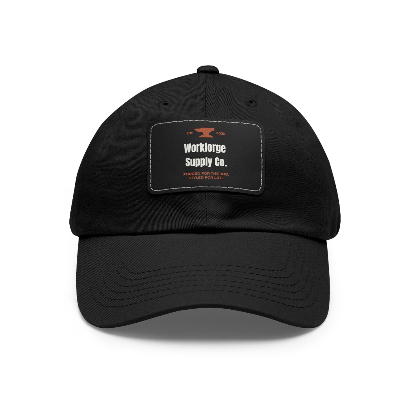 Workforge Leather Patch Work Hat – Durable Chino Twill Cap with Adjustable Buckle (Multiple Colors)