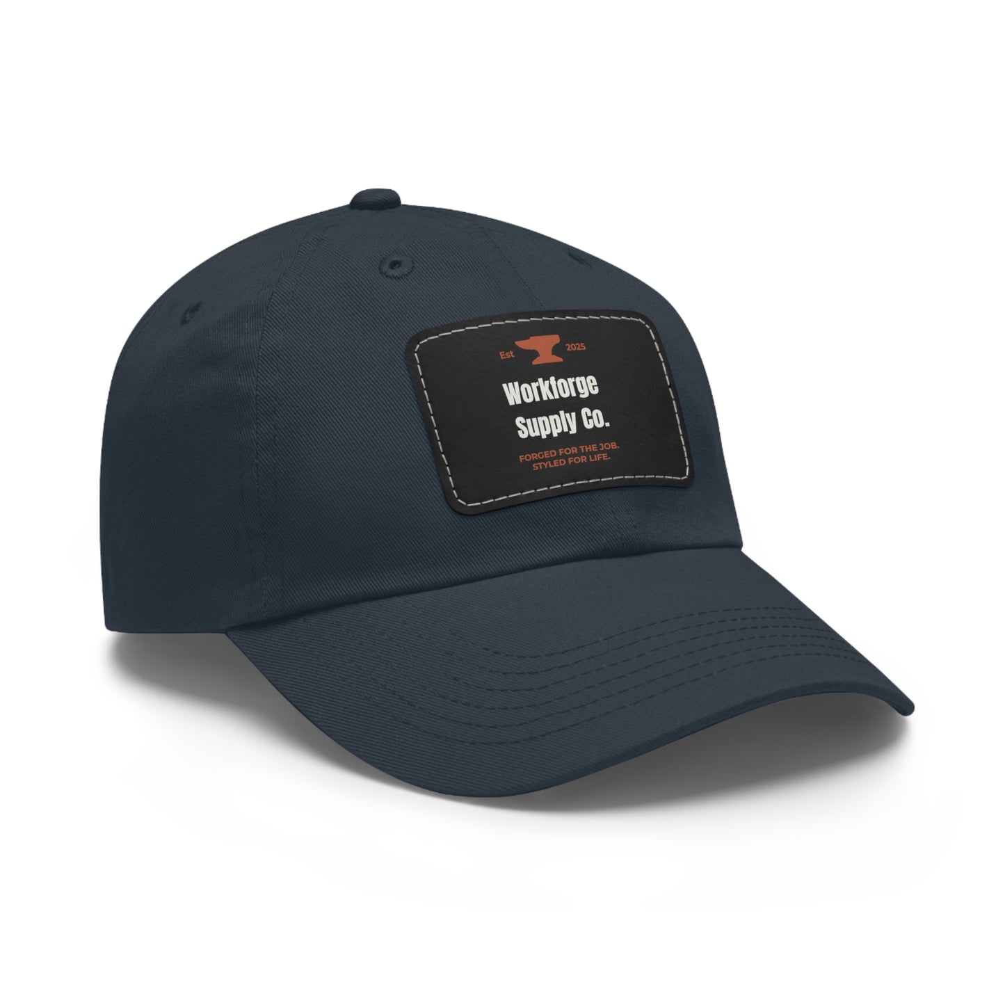 Workforge Leather Patch Work Hat – Durable Chino Twill Cap with Adjustable Buckle (Multiple Colors)