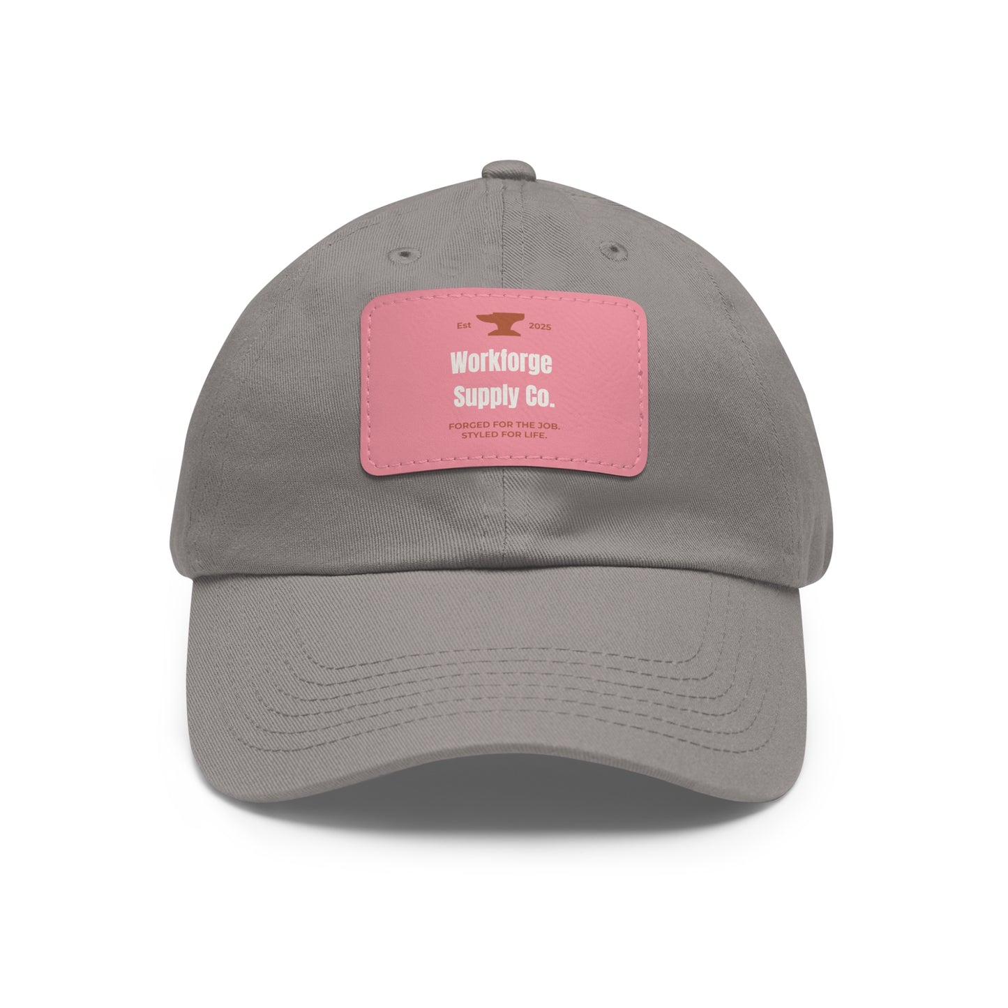 Workforge Leather Patch Work Hat – Durable Chino Twill Cap with Adjustable Buckle (Multiple Colors)