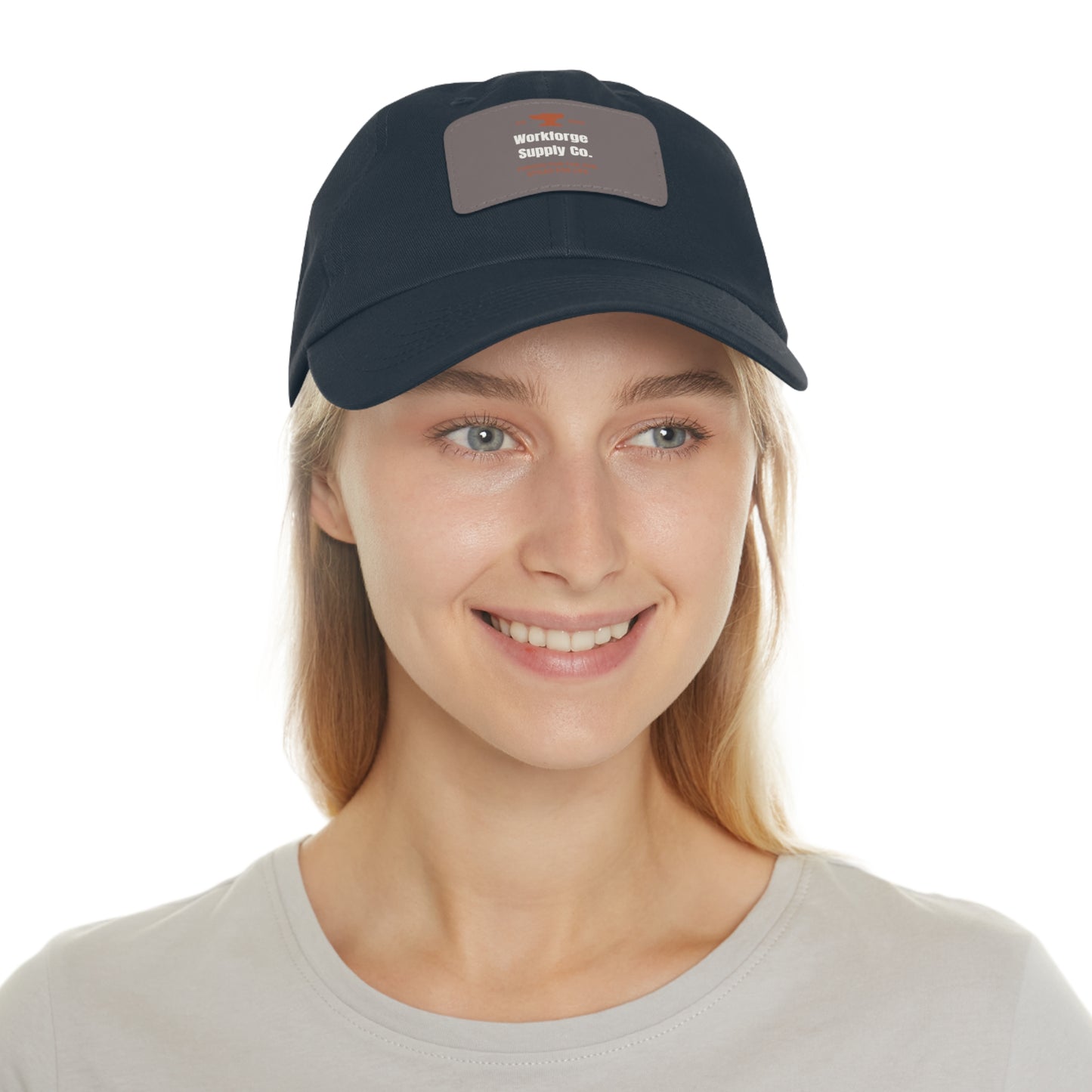 Workforge Leather Patch Work Hat – Durable Chino Twill Cap with Adjustable Buckle (Multiple Colors)