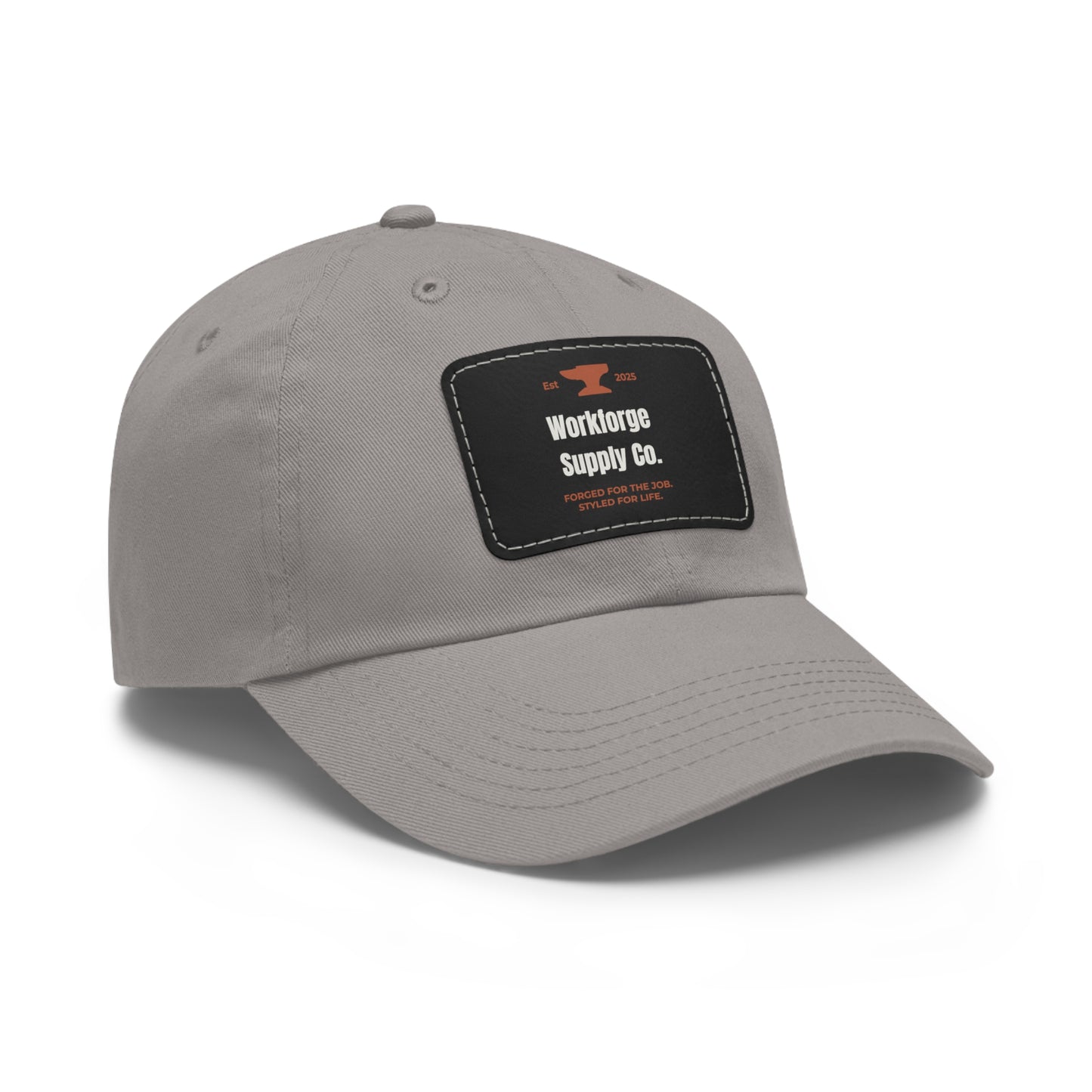 Workforge Leather Patch Work Hat – Durable Chino Twill Cap with Adjustable Buckle (Multiple Colors)