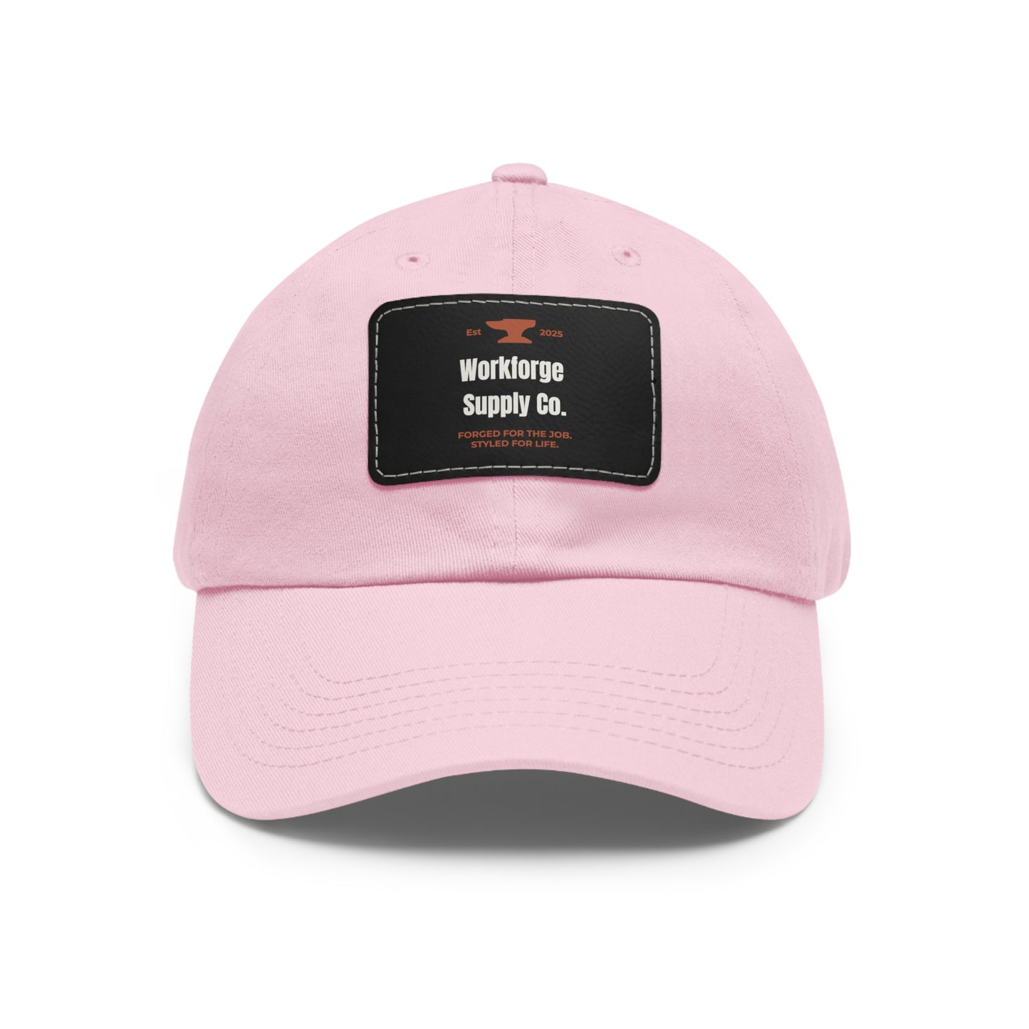 Workforge Leather Patch Work Hat – Durable Chino Twill Cap with Adjustable Buckle (Multiple Colors)