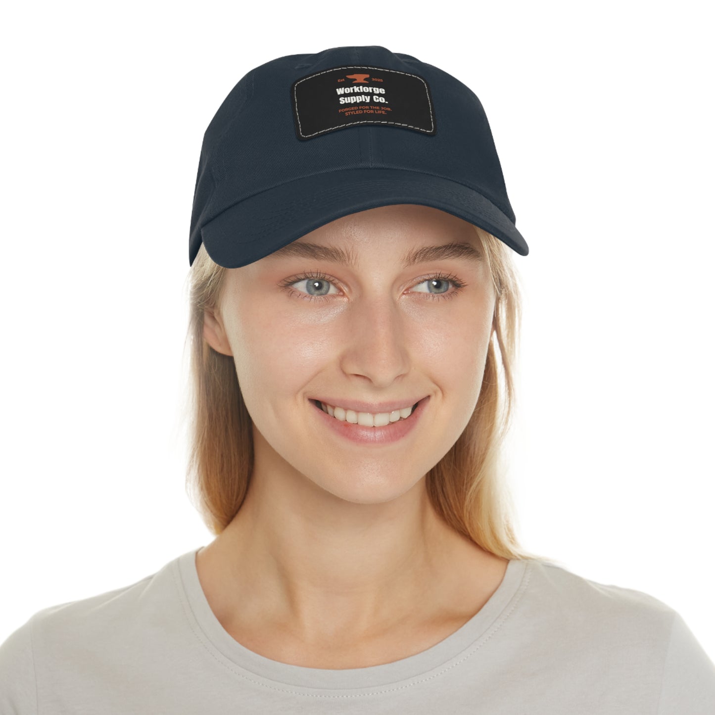 Workforge Leather Patch Work Hat – Durable Chino Twill Cap with Adjustable Buckle (Multiple Colors)