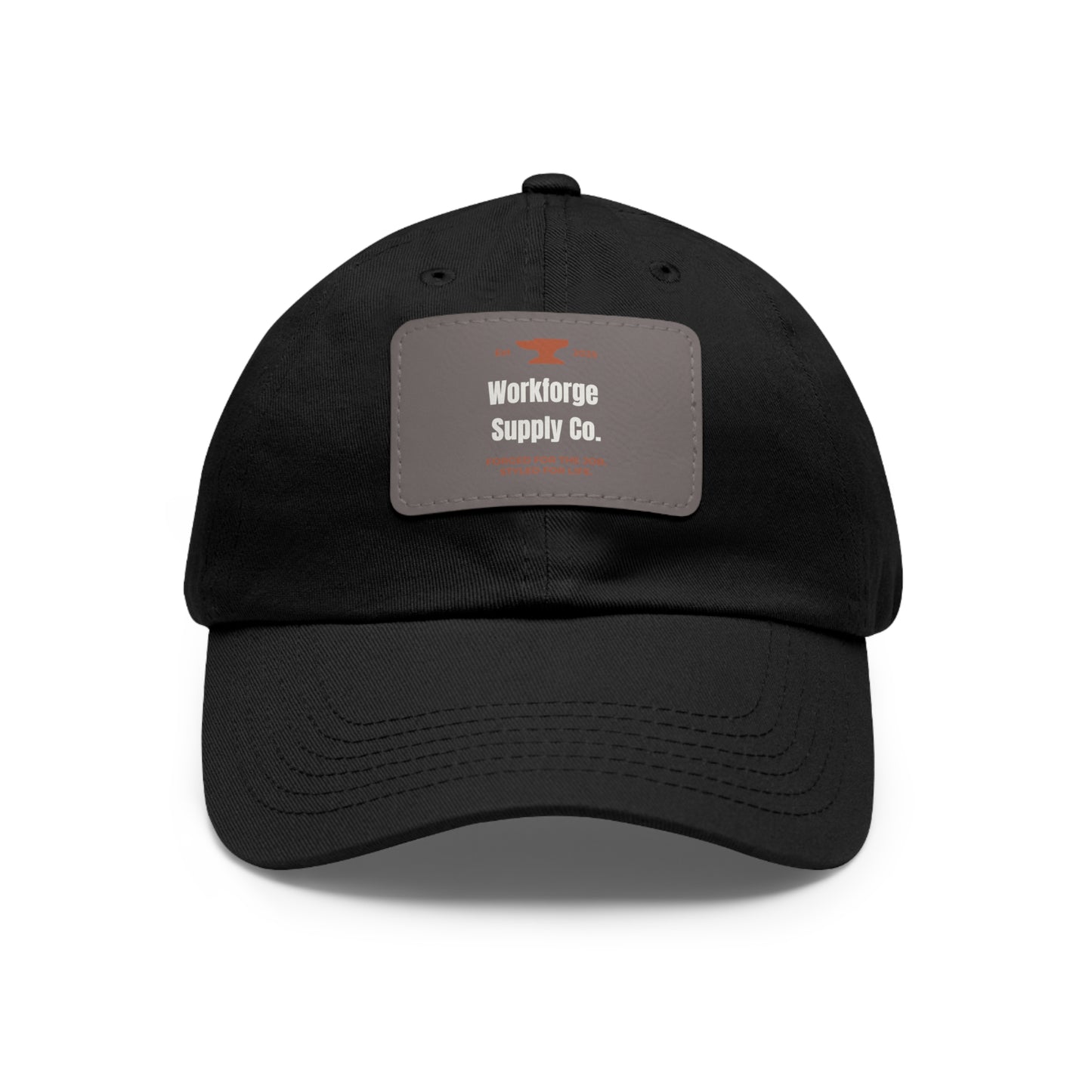Workforge Leather Patch Work Hat – Durable Chino Twill Cap with Adjustable Buckle (Multiple Colors)