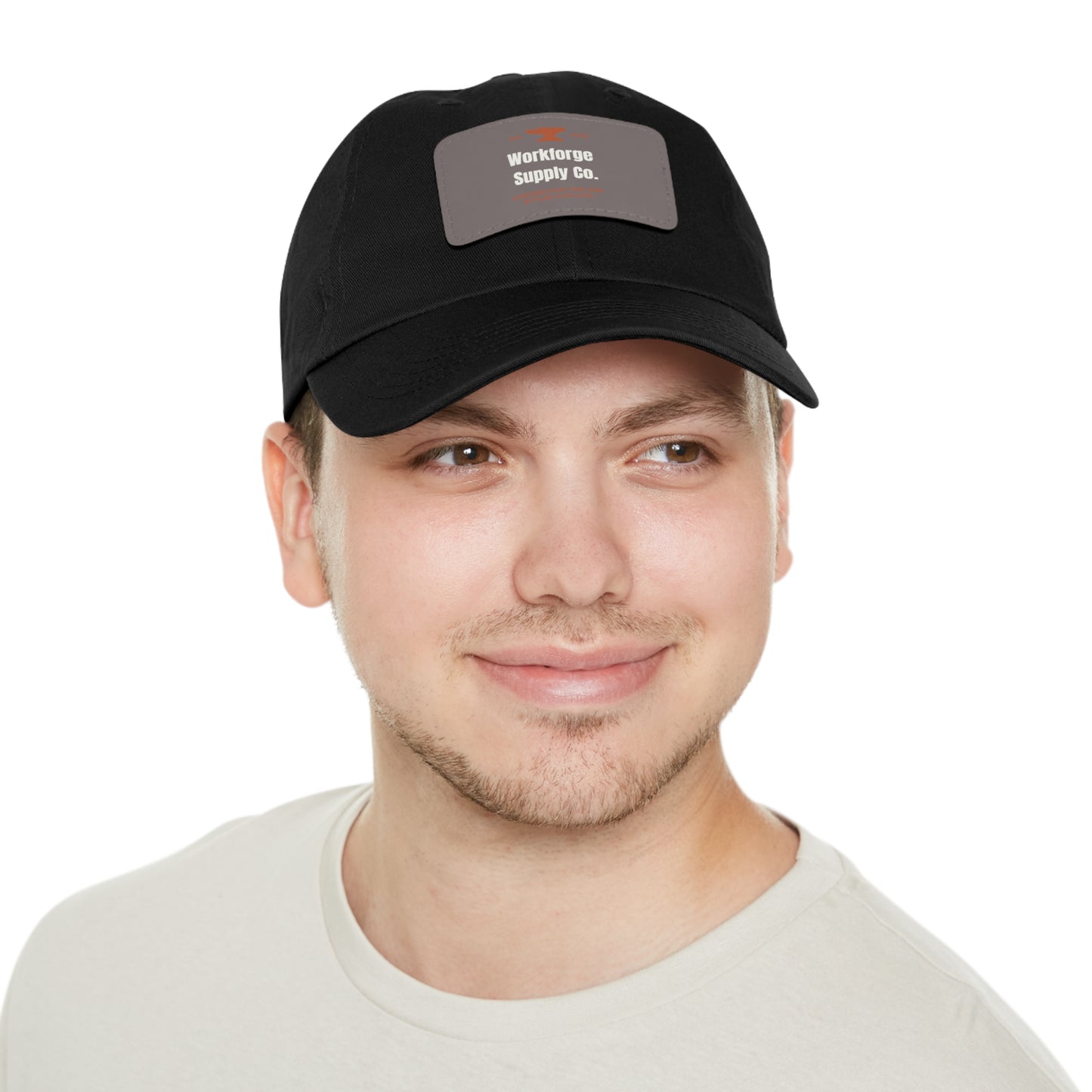 Workforge Leather Patch Work Hat – Durable Chino Twill Cap with Adjustable Buckle (Multiple Colors)