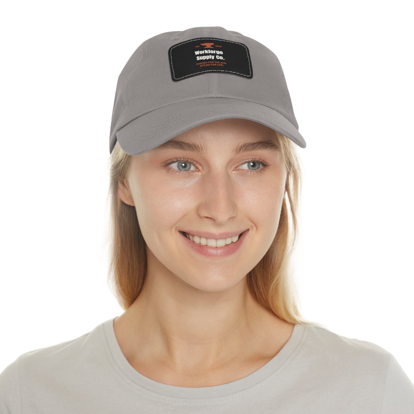 Workforge Leather Patch Work Hat – Durable Chino Twill Cap with Adjustable Buckle (Multiple Colors)