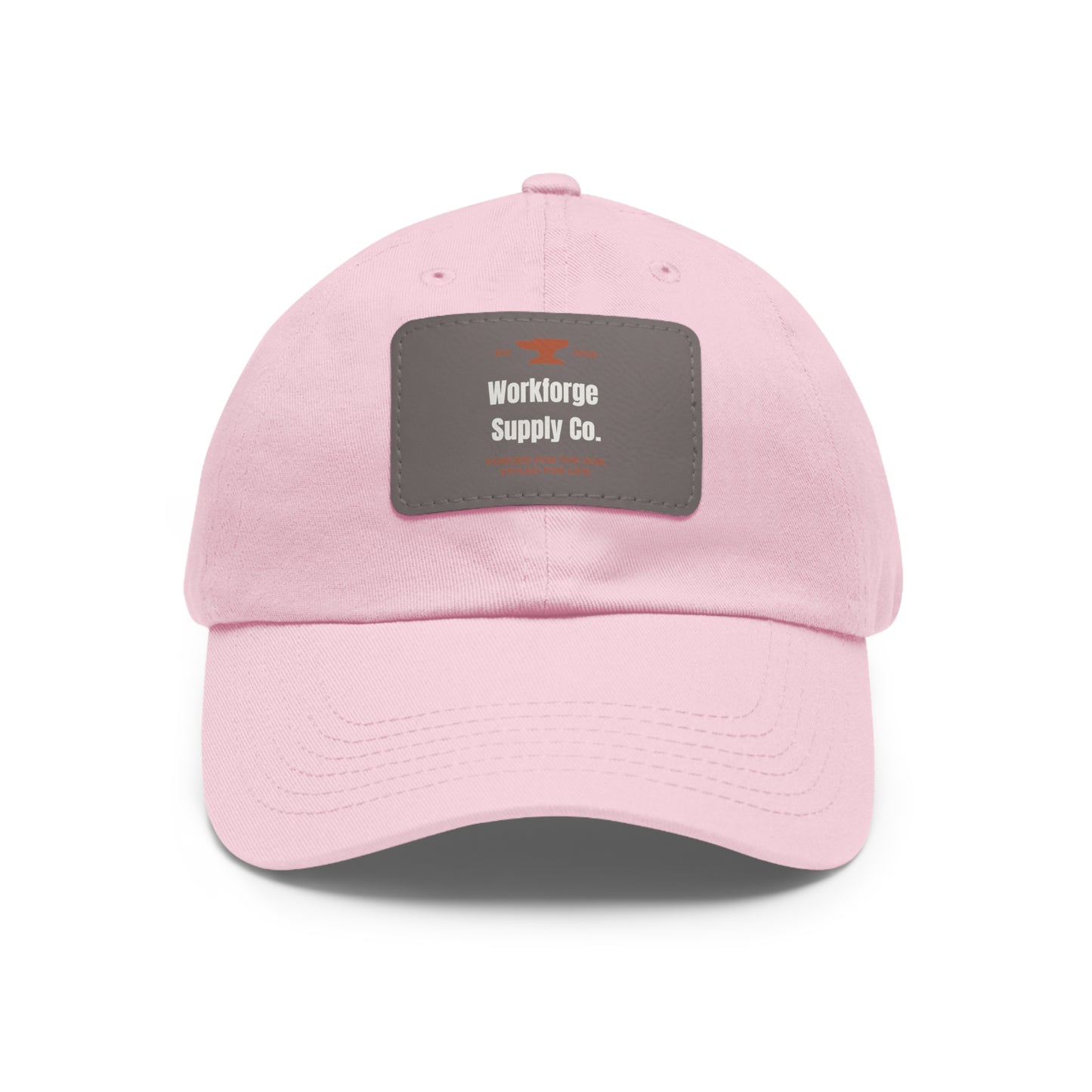 Workforge Leather Patch Work Hat – Durable Chino Twill Cap with Adjustable Buckle (Multiple Colors)