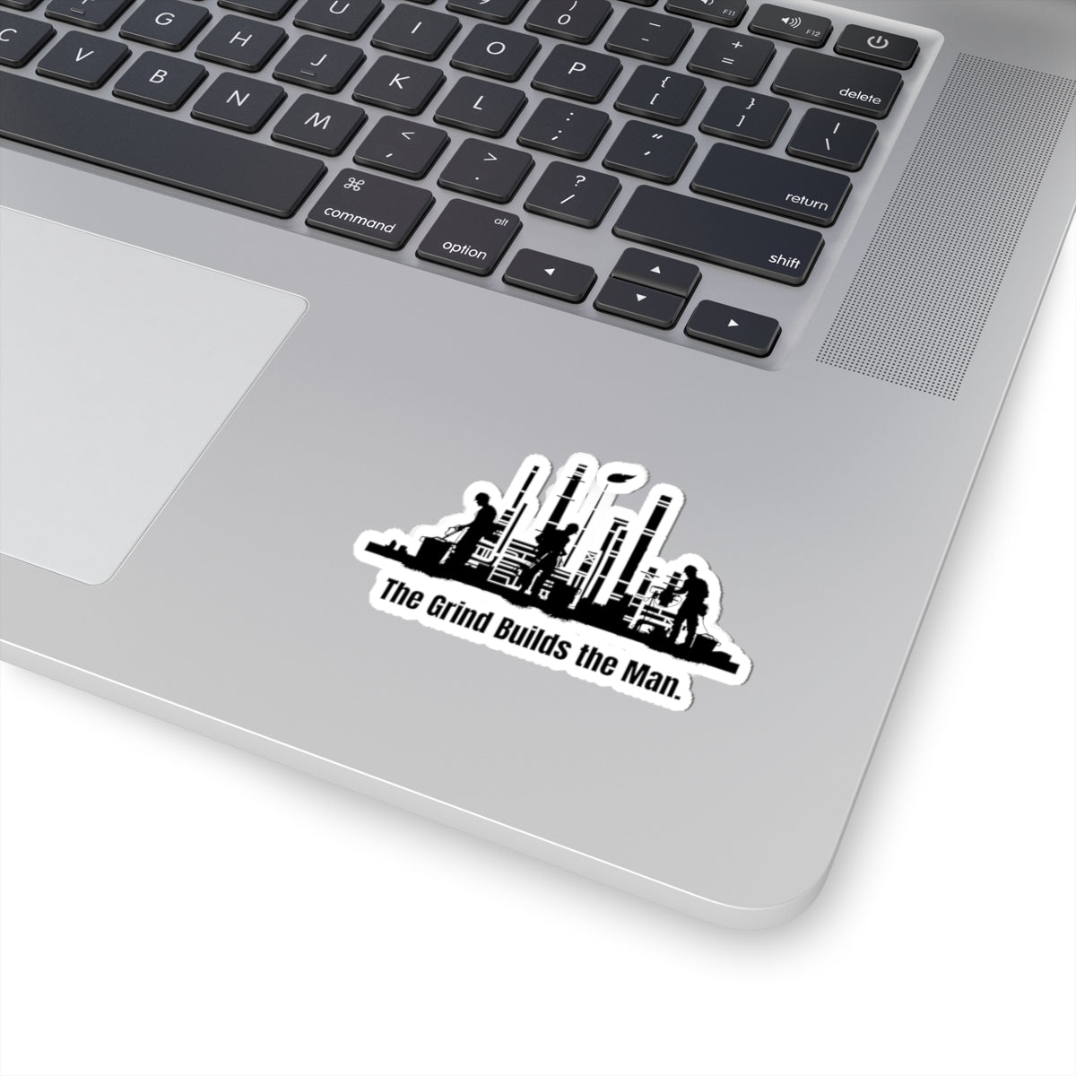 The Grind Builds the Man Sticker – Blue Collar Hard Hat Decal | Tough Vinyl Sticker for Tradesmen, Toolboxes & Laptops