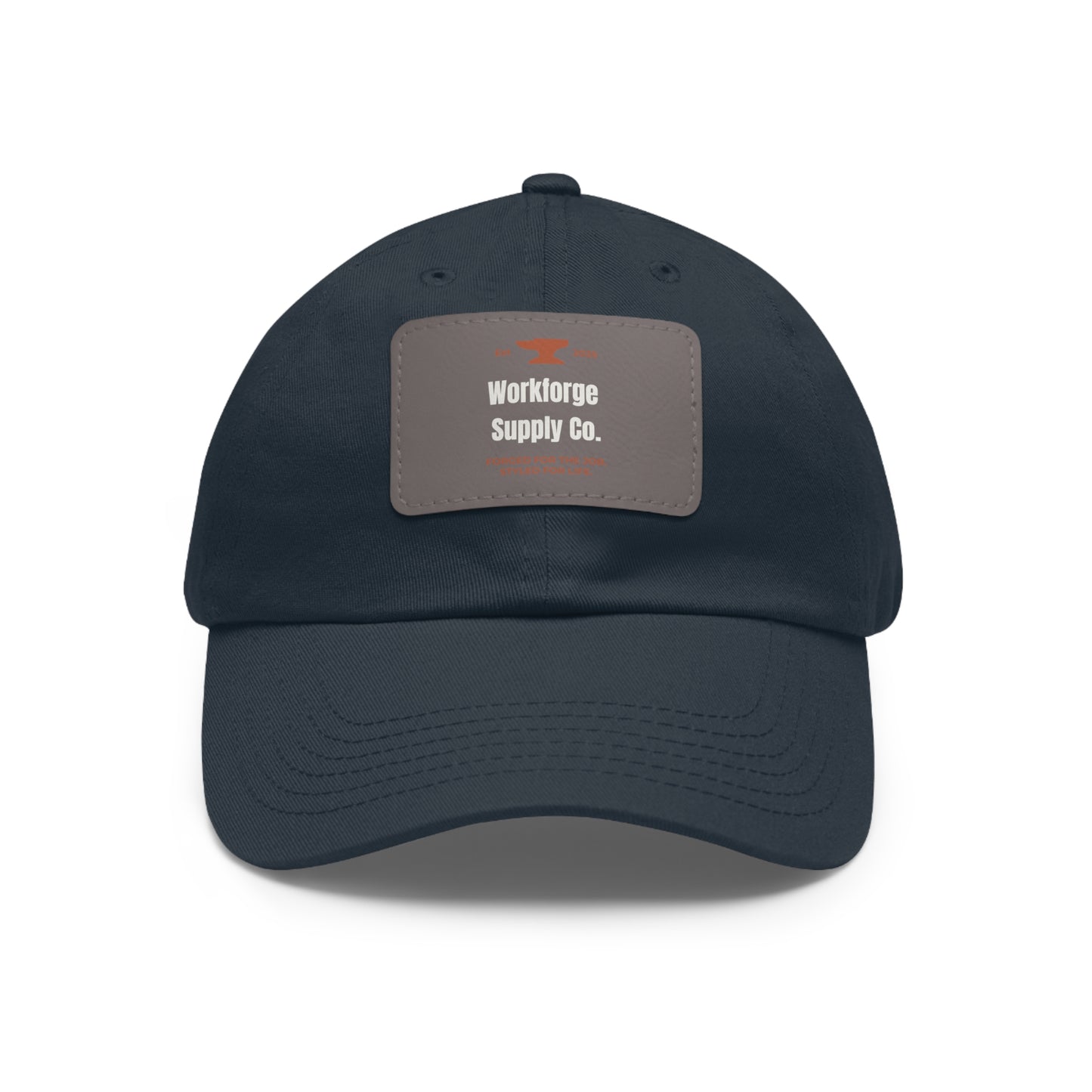 Workforge Leather Patch Work Hat – Durable Chino Twill Cap with Adjustable Buckle (Multiple Colors)