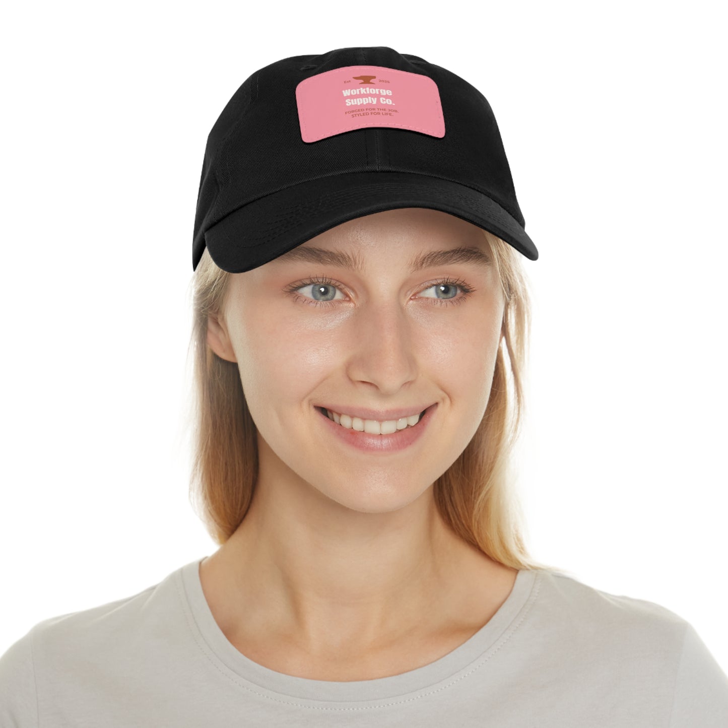 Workforge Leather Patch Work Hat – Durable Chino Twill Cap with Adjustable Buckle (Multiple Colors)