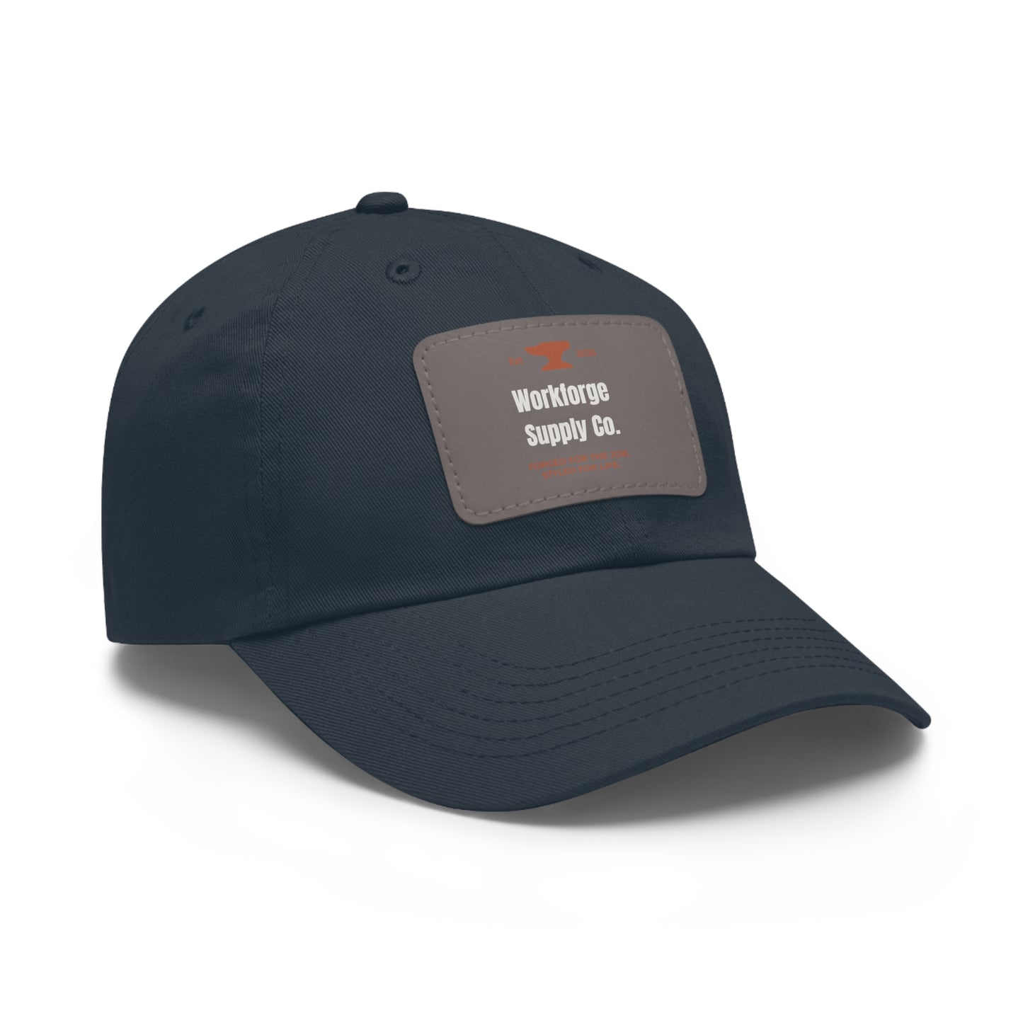 Workforge Leather Patch Work Hat – Durable Chino Twill Cap with Adjustable Buckle (Multiple Colors)