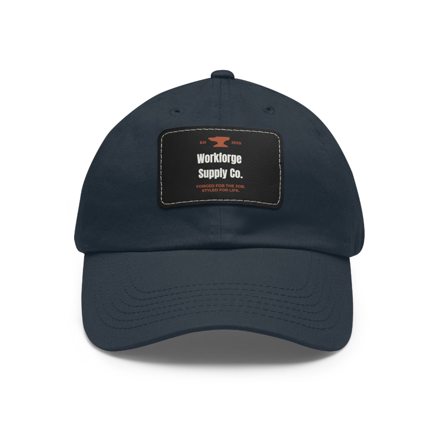 Workforge Leather Patch Work Hat – Durable Chino Twill Cap with Adjustable Buckle (Multiple Colors)