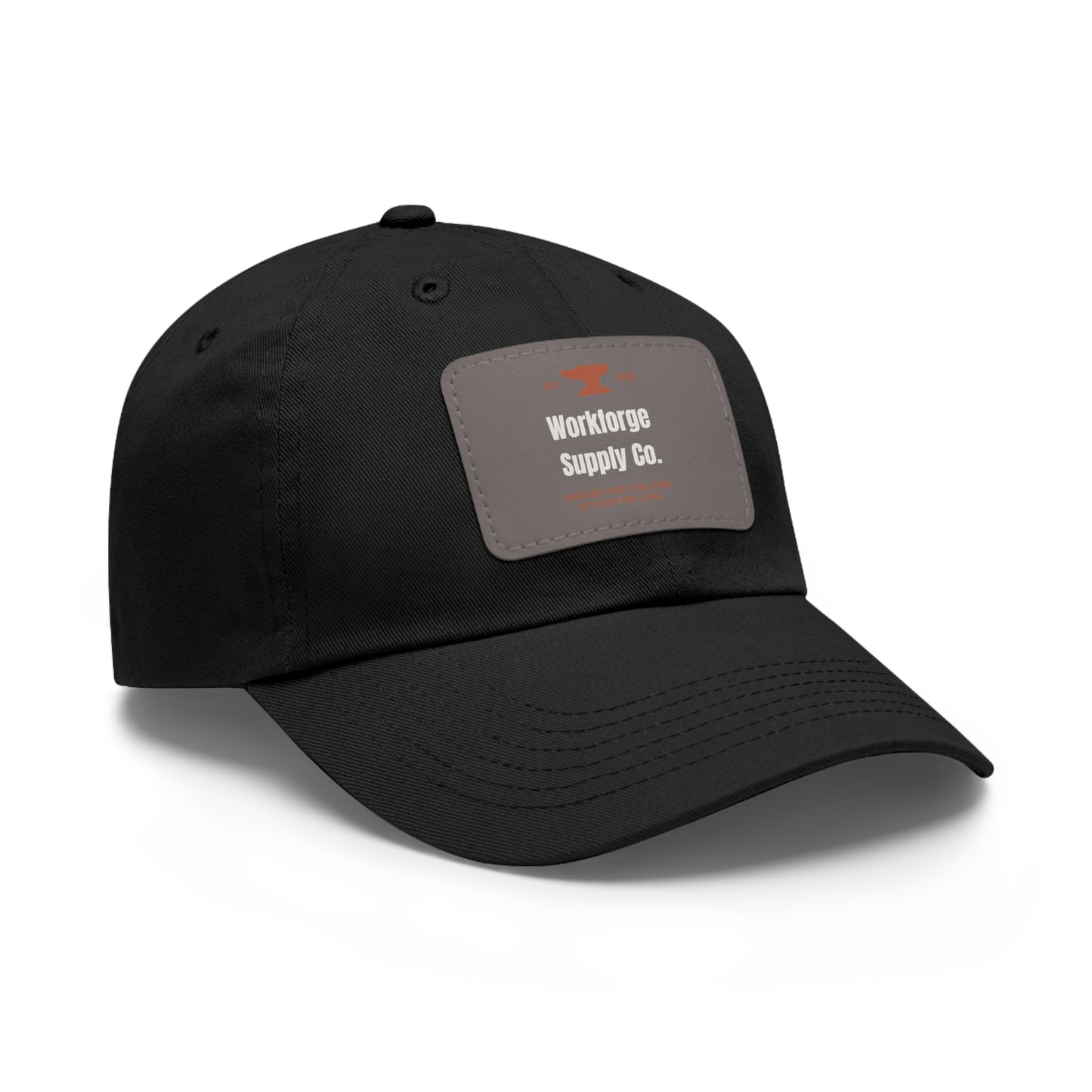Workforge Leather Patch Work Hat – Durable Chino Twill Cap with Adjustable Buckle (Multiple Colors)