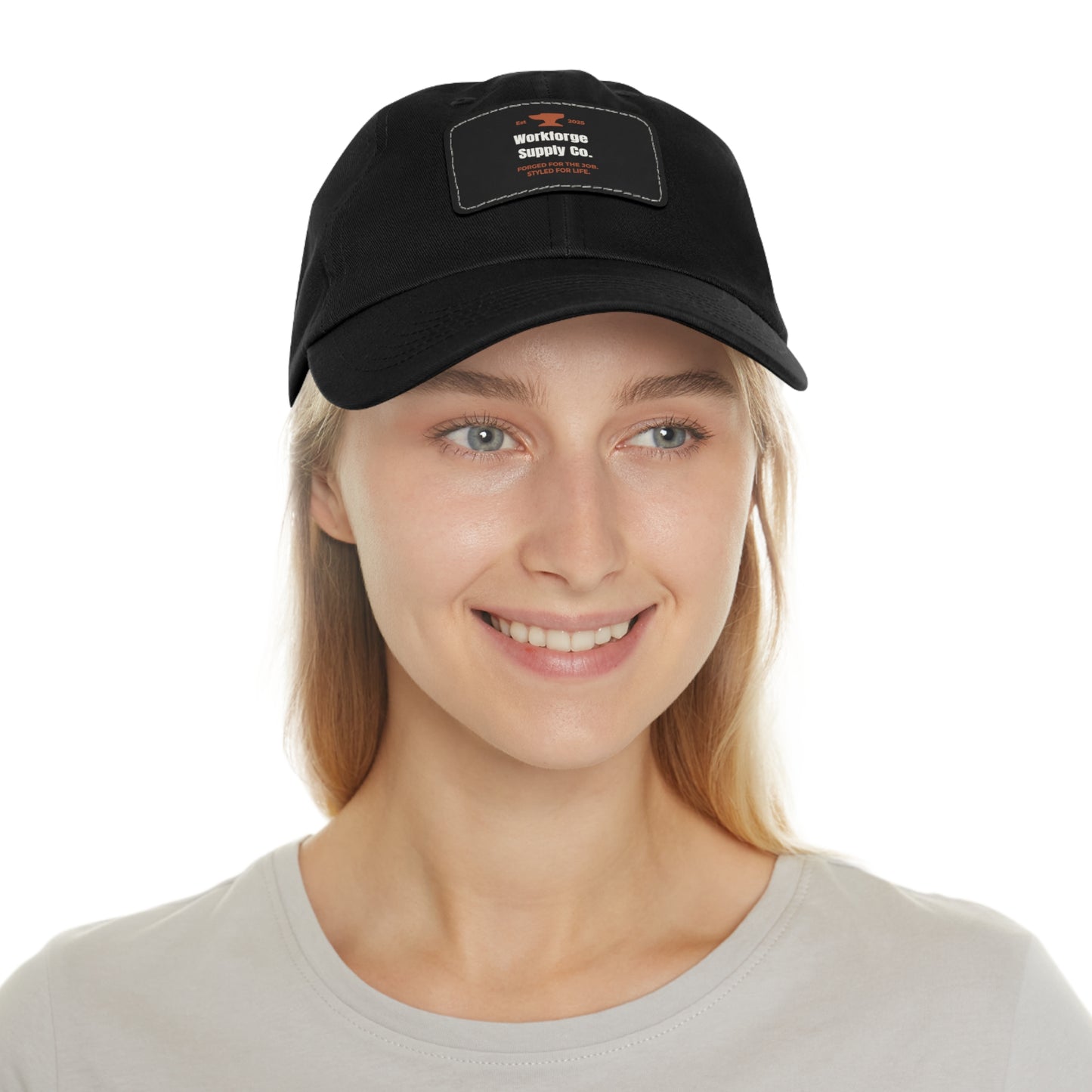 Workforge Leather Patch Work Hat – Durable Chino Twill Cap with Adjustable Buckle (Multiple Colors)