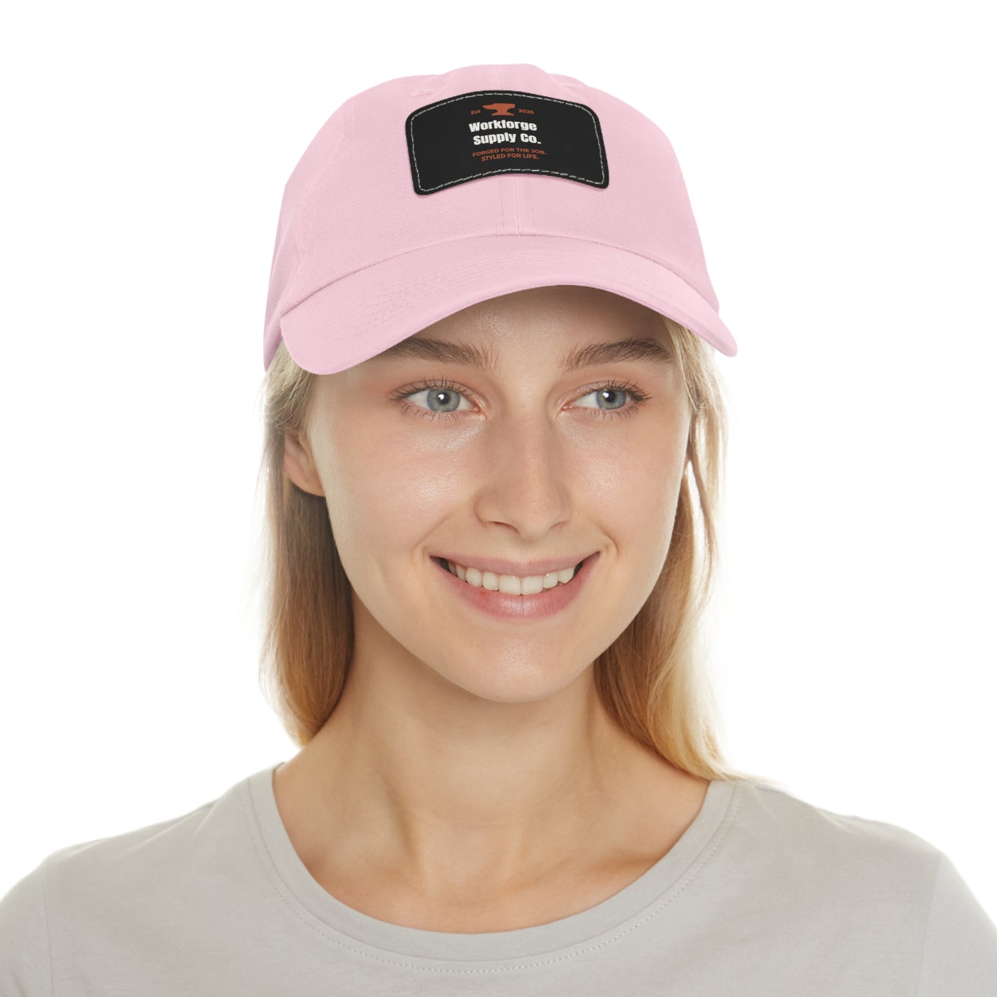Workforge Leather Patch Work Hat – Durable Chino Twill Cap with Adjustable Buckle (Multiple Colors)
