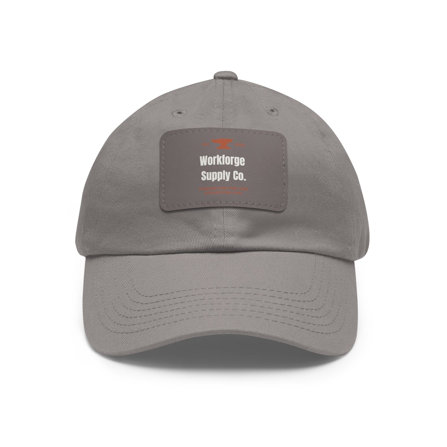 Workforge Leather Patch Work Hat – Durable Chino Twill Cap with Adjustable Buckle (Multiple Colors)