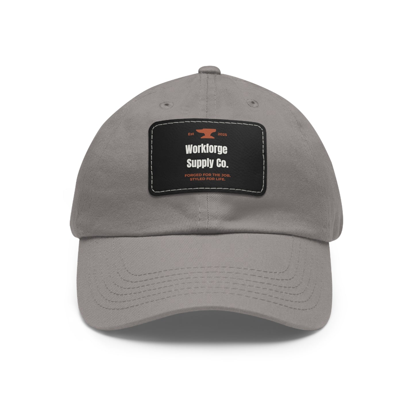 Workforge Leather Patch Work Hat – Durable Chino Twill Cap with Adjustable Buckle (Multiple Colors)