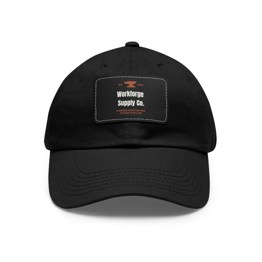 Workforge Leather Patch Work Hat – Durable Chino Twill Cap with Adjustable Buckle (Multiple Colors)